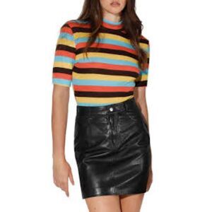 Walter Baker Amberlynn Mod Stripe Mock Neck Knit Top Small Retro